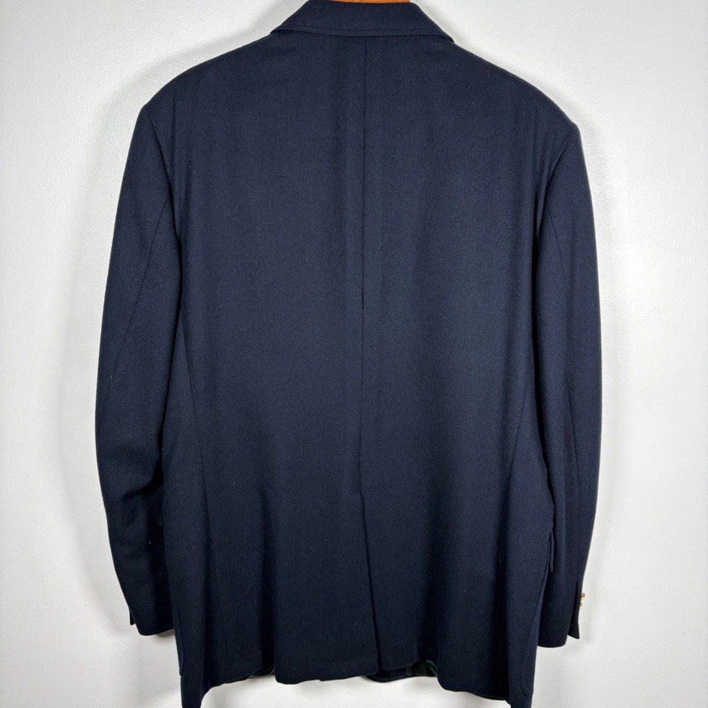 Stanley Blacker Mens Navy Blue Double Breasted Blazer Gold Crest Buttons USA - Picture 2 of 6